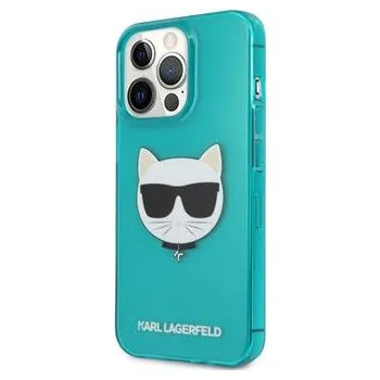 Pouzdro na mobilní telefon Pouzdro Karl Lagerfeld (KLHCP13LCHTRB) Choupette Eat pro Apple iPhone 13 Pro Fluo Blue