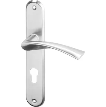 Dveřní kování AC-T SERVIS Dveřní klika Eura nerez - oválné štítové kování 90 mm Provedení štítu: PZ - fabkový klíč