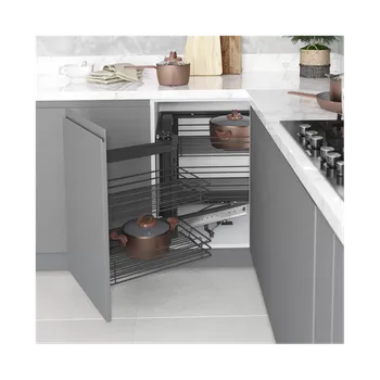 Kuchyňská skříňka Starax Drátěný rohový mechanismus Magic corner / Antracit Pravý 450 mm