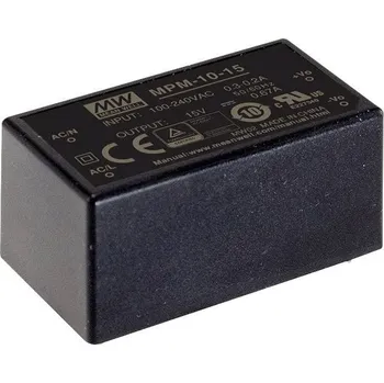 Měnič napětí MEAN WELL MPM-10-24 AC/DC zdroj do DPS 24 V/DC 420 mA