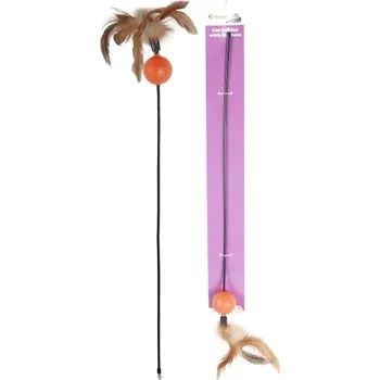 Hračka pro kočku Udice s peřím a míčkem, 55cm