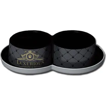 Miska pro psa LUXURIOUS double cat miska černá, 2x350ml