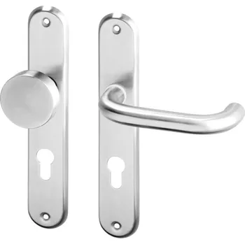 Dveřní kování AC-T SERVIS Dveřní klika UNA nerez - oválné štítové kování 72 mm Provedení štítu: Koule/klika - pravá