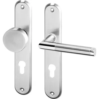 Dveřní kování AC-T SERVIS Dveřní klika LUKA nerez - oválné štítové kování 72 mm Provedení štítu: Koule/klika - pravá