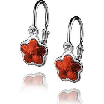 Náušnice Dětské stříbrné náušnice - kytička, Crystals from SWAROVSKI, barva: Siam