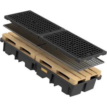 Olejová vana CEMO PE záchytná vana 425/4e - 2 palety za sebou, ocelový rošt(11264)