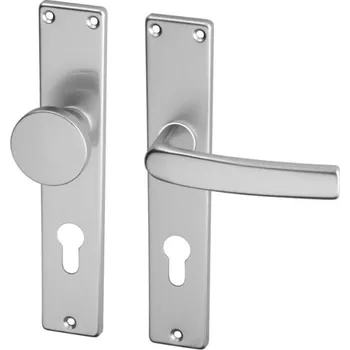 Dveřní kování AC-T SERVIS Dveřní klika LARA efekt nerez - hranaté štítové kování 72 mm Provedení štítu: Koule/klika - pravá