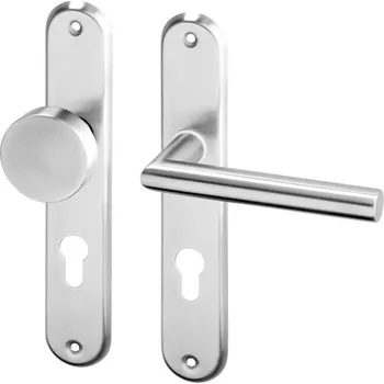 Dveřní kování AC-T SERVIS Dveřní klika TIPA nerez - oválné štítové kování 90 mm Provedení štítu: Koule/klika - pravá