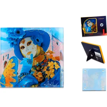 Carmani® Carmani - Skleněné prostírání pod hrnek, A. Levin, Benátská maska ​​I v dárkovém balení - 10,5*10,5 cm