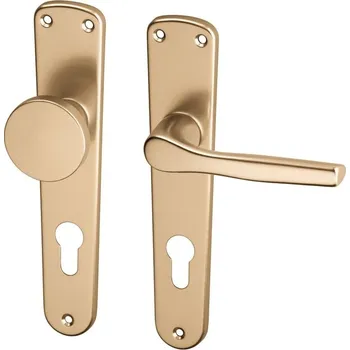 Dveřní kování AC-T SERVIS Dveřní klika MONET bronz - hranaté štítové kování 90 mm Provedení štítu: Koule/klika - pravá