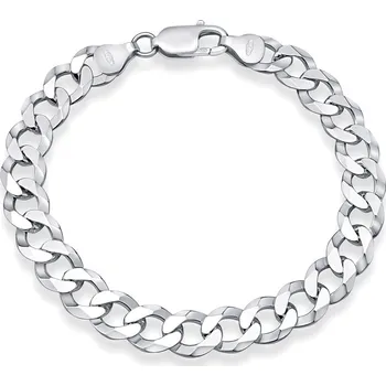 Náramek Stříbrný řetěz na ruku CURB Pancer 9mm - rhodiovaný