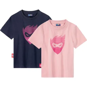 Dívčí tričko lupilu® Dívčí funkční triko, 2 kusy (98/104, světle růžová / námořnická modrá)