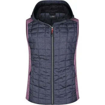 Dámská vesta Dámská prošívaná vesta JN767 růžový melír / antracitový melír Velikost: S