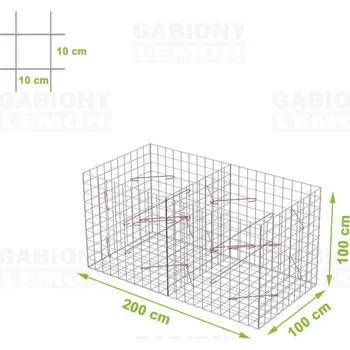 Plot Gabionový koš 200 x 100 x 100 cm oko 10 x 10 cm, bez vrchní sítě