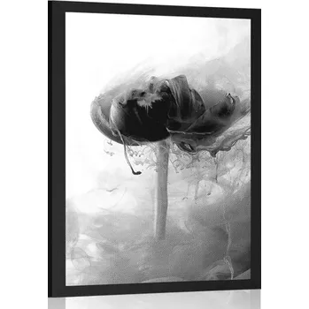 Plakát Dovido Plakát růžový květ v zajímavém provedení v černobílém provedení