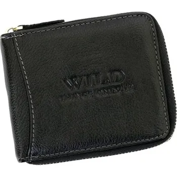 Peněženka Černá celozipová kožená peněženka Wild Things Only 5267