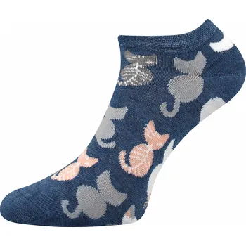 Dámské ponožky Ponožky krátké Piki modré, Kočky II (Ponožky s kočkou, kočka)