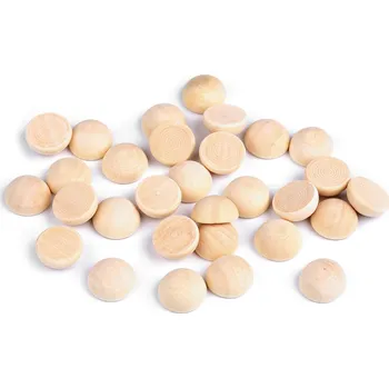 Korálek Dřevěné polokoule bez dírek Ø15 mm, barva přírodní sv.