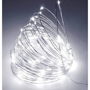 Vánoční dekorace Dekorativní nano řetěz na baterie 50 LED/5 m bílá studená