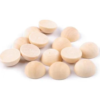 Korálek Dřevěné polokoule bez dírek Ø20 mm, barva přírodní sv.