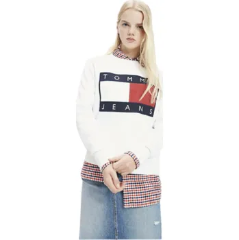 Dámská mikina Tommy Hilfiger Tommy Jeans dámská mikina s logem a nápisem J92H6ZCF bílá Velikost: L