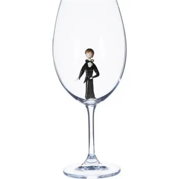 Svatební dekorace Sklenice na víno - Ženich, brunet