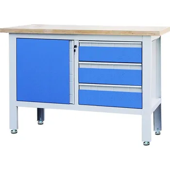Dílenský stůl Pracovní stůl se třemi zásuvkami a skříňkou - TSK5413-L