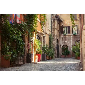 Fototapeta DIMEX | Vliesová fototapeta Ulice v Římě MS-5-0716 | 375 x 250 cm| zelená, oranžová, šedá + Vliesová fototapeta na stěnu DIMEX Ulice v Římě MS50716 v rozměru 375 x 250 cm + lepidlo zdarma