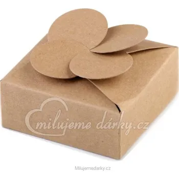 Dárková krabička Menší přírodní dárková krabička s uzávěrem ve tvaru čtyřlístku, 10 ks