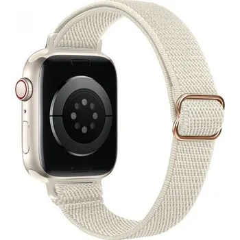 Řemínek na hodinky Nylonový tenký řemínek s posuvnou přezkou pro Apple Watch 42mm / 41mm / 40mm / 38mm - krémový