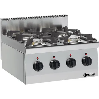 Sporák Plynový sporák 4 hořáky, 600x600x290 mm | BARTSCHER, 600 Imbiss