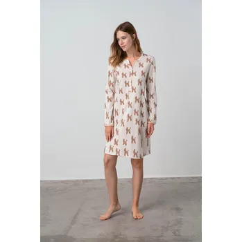 Dámské oblečení Dámská noční košile 17478 - Vamp béžová-potisk S