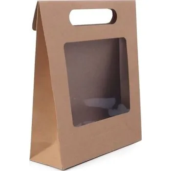 Dárková krabička Dárková papírová taška s uchem a průhledem, 16x10x6cm, balení 10 ks