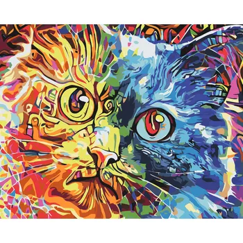 Malování podle čísel - Barevná kočka 3 Velikost: 40x50cm, Rámování: Pouze srolované plátno