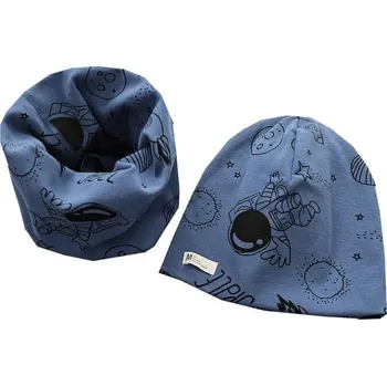 Čepice Set čepice a teplý krční límec - Vesmír Barva: modrá, Velikost: S (0-3M)