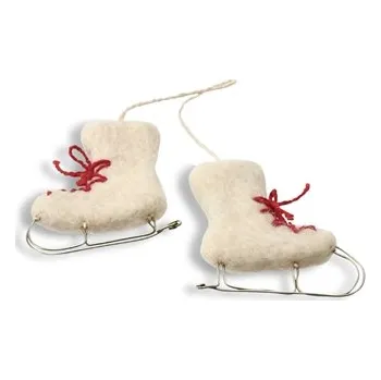 Vánoční ozdoba Plstěné brusle bílé