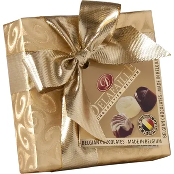 Čokoláda Belgické pralinky ve zlatém dárkovém balení se zlatou stužkou, 50 g