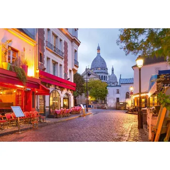 Fototapeta DIMEX | Vliesová fototapeta Čtvrť Montmartre MS-5-0711 | 375 x 250 cm| červená, žlutá, šedá + Vliesová fototapeta na stěnu DIMEX Čtvrť Montmartre MS50711 v rozměru 375 x 250 cm + lepidlo zdarma