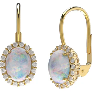 Náušnice Couple, Půvabné náušnice Ophelia II se zirkony a&nbsp;syntetickými opály, žluté zlato, 585-11-3-0869.0Z00.0.00.161.08