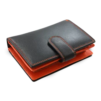 Arwel Dámská kožená peněženka se zápinkou - česká výroba; černo-oranžová