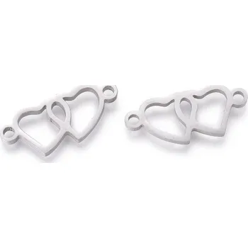 Dětské navlékací korálky Pro Háčkování Mezidíl propletená srdce 20 x 8 mm ocel