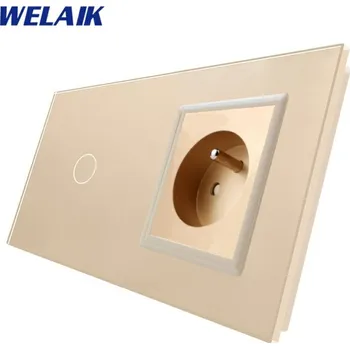 Elektrická zásuvka WELAIK dotykový vypínač ř.6/7+zásuvka FR- ivory creme set.