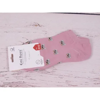 Dámské ponožky Ponožky Emi Ross nízké kotníkové růžové s pejsky velikosti ponožek: 23-25 (EUR vel. 35-38)