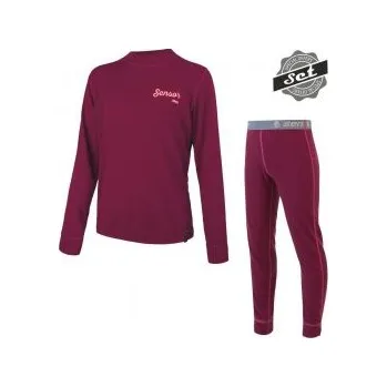Dětské termoprádlo SENSOR DOUBLE FACE SET LOGO juniorský triko dl.rukáv + spodky lilla vel. 160; Fialová triko, spodky