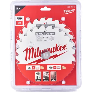 Pilový kotouč MILWAUKEE set pilových kotoučů Dřevo 190 x 24T/24T, 2ks