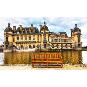 Fototapeta DIMEX | Vliesová fototapeta Zámek v Chantilly MS-5-1097 | 375 x 250 cm| modrá, bílá, béžová, hnědá + Vliesová fototapeta na stěnu DIMEX Zámek v Chantilly MS51097 v rozměru 375 x 250 cm + lepidlo zdarma