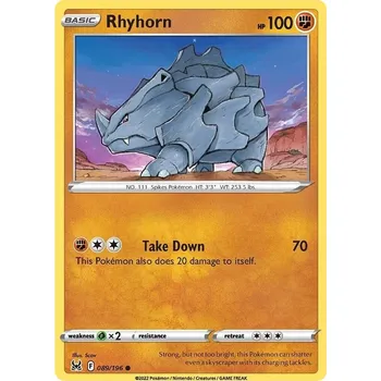 Karetní hra Rhyhorn 089/196 - Lost Origin Typ karty: Non-Holo