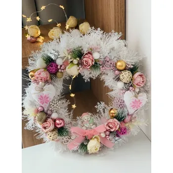 Vánoční dekorace BRIMOON Věnec růžový pr. 38 cm 252