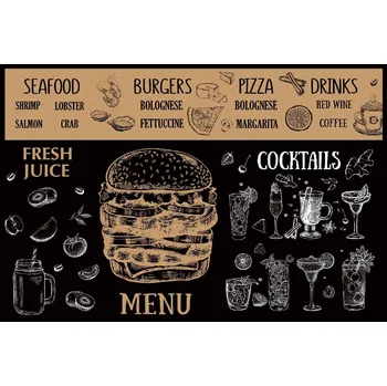 Fototapeta DIMEX | Vliesová fototapeta Nabídka restaurace - černá MS-5-2123 | 375 x 250 cm| bílá, černá, hnědá + Vliesová fototapeta na stěnu DIMEX Nabídka restaurace - černá MS52123 v rozměru 375 x 250 cm + lepidlo zdarma