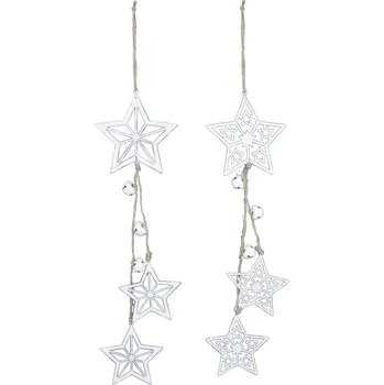 Vánoční ozdoba Sada 2 bílých závěsných ozdob s hvězdami Ego Dekor ID_1425607
